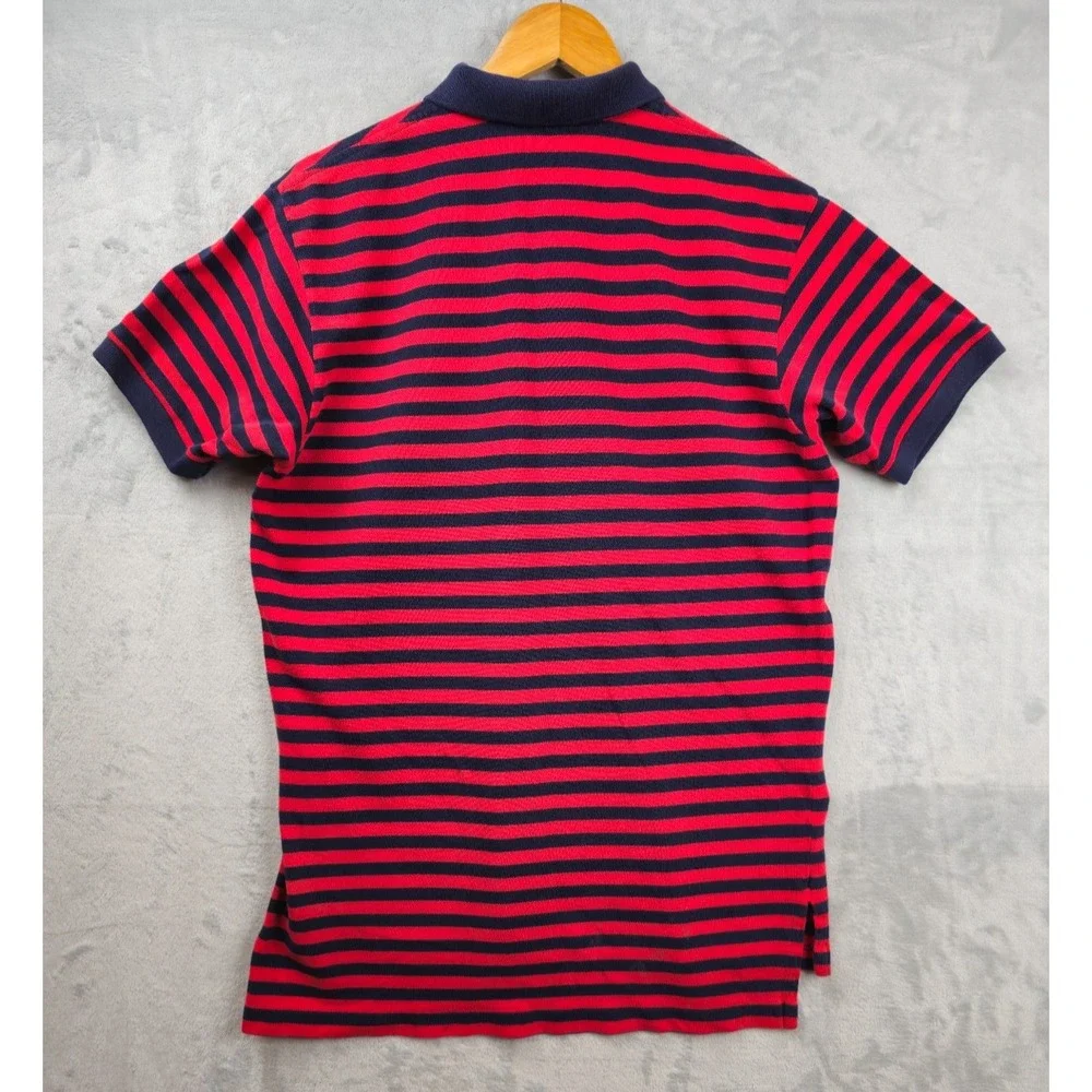Vintage‎ Polo Ralph Lauren 4 Button Polo Shirt Mens Medium Red Striped Rare 90s
